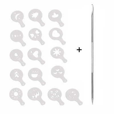 16 KOM/Set Mješoviti stilovi Cappuccino Latte Šablone za kavu Duster Kalup za kolače Sprej za kavu DIY umjetničke šablone Dodaci za kavu