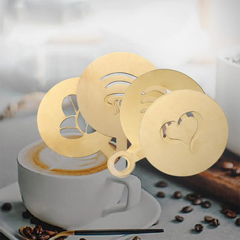 Στένσιλ καφέ από ανοξείδωτο χάλυβα Latte Cappuccino Διακοσμητικά στένσιλ Κέικ Σπρέι μπισκότων Τέχνης Καλούπι ψησίματος για Barista
