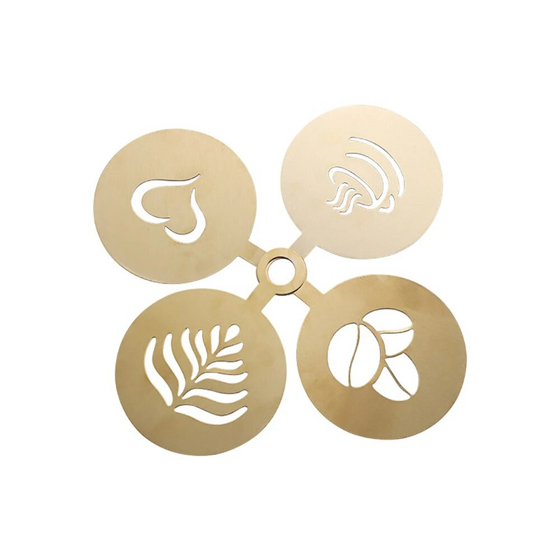 Nerūdijančio plieno kavos trafaretas Latte Cappuccino dekoravimo trafaretai Tortų sausainių purškiami dažai Art kepimo forma Barista šablonui