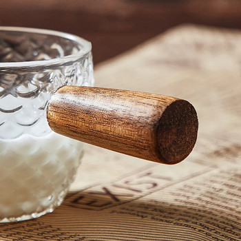 Мерителна чаша за еспресо с многофункционална дървена дръжка Двойни/единични накрайници Прозрачна чаша за кафе Топлоустойчива кана за мляко