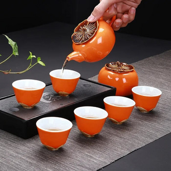 Creative Teaware Persimmon Model Kung Fu Ceramic Tea Set Σετ κατσαρόλας και φλιτζάνια Gaiwan Teeware Teware Teacups Teapot Coffee Teapot Cup