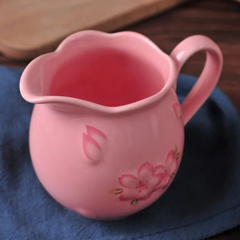 Cherry Blossoms Κεραμική κανάτα γάλακτος Λευκό ροζ φλιτζάνι γάλακτος Βάζο καραμελών Αξεσουάρ καφέ Σκεύη καφέ Διακοσμητικό δοχείο γάλακτος Δεξαμενή αποθήκευσης
