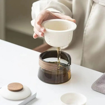 1 купа 3 чаши Дзен чайник и комплект чаши за чай Домакински комплект за приготвяне на чай Пътен сервиз за чай Външна преносима чанта Китайски сервиз за чай Консумативи