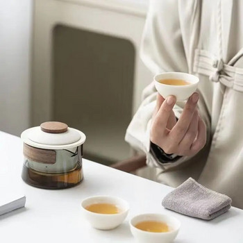 1 μπολ 3 φλιτζάνια Zen Teapot and Tea Set Σετ τσαγιού Οικιακής παρασκευής Σετ τσαγιού Ταξιδίου Φορητή σακούλα εξωτερικού χώρου Κινέζικο σετ τσαγιού προμήθειες