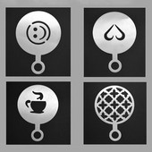 Nerūdijančio plieno kavos trafaretas Latte Cappuccino dekoravimo trafaretai Tortas Sausainiai Purškiami dažai Art Kepimo Formos Kavos Priedai