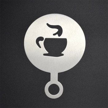 Στένσιλ καφέ από ανοξείδωτο χάλυβα Latte Καπουτσίνο Διακοσμητικά στένσιλ Κέικ Σπρέι μπισκότων Τέχνη Φόρμα ψησίματος Αξεσουάρ καφέ