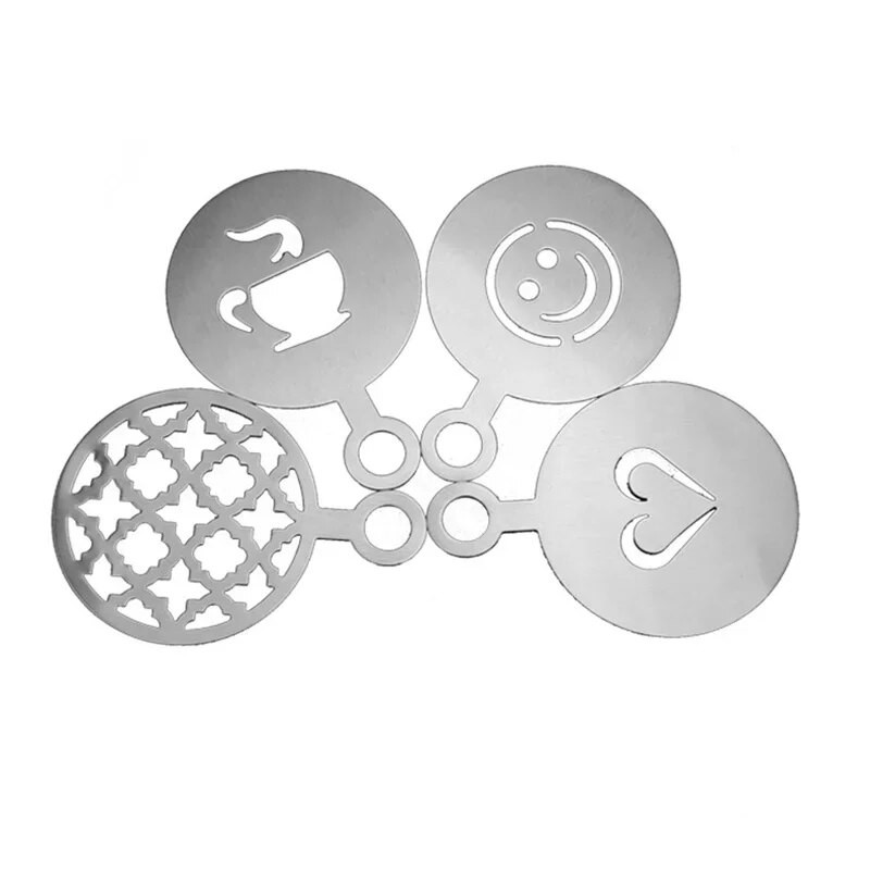 Nerūdijančio plieno kavos trafaretas Latte Cappuccino dekoravimo trafaretai Tortas Sausainiai Purškiami dažai Art Kepimo Formos Kavos Priedai