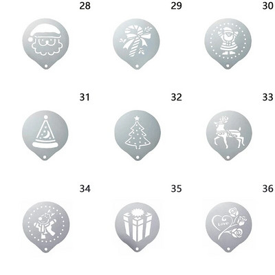 Naujas nerūdijančio plieno girliandos formos išgalvotas kavos spausdinimo modelis Formos storas kavinės putų purškimo šablonas Barista trafaretai dekoro įrankis