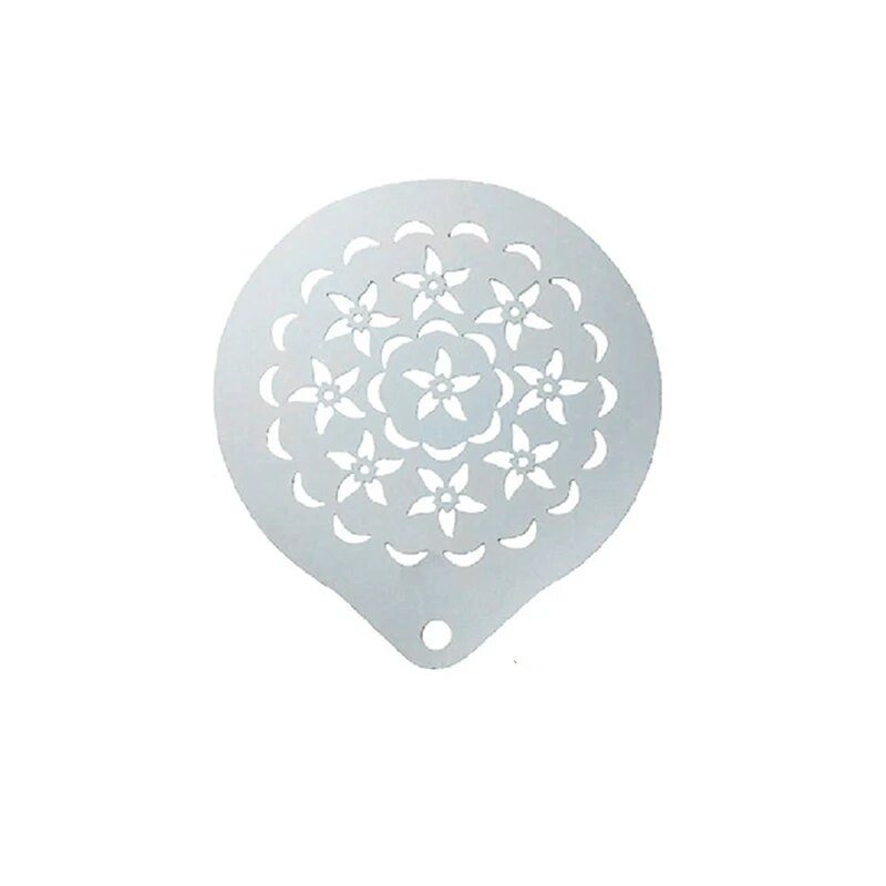 Naujas nerūdijančio plieno girliandos formos išgalvotas kavos spausdinimo modelis Formos storas kavinės putų purškimo šablonas Barista trafaretai dekoro įrankis