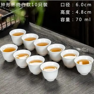 10 vnt./pak. Dehua High White Porcelian Pure White Keraminis arbatos puodelis Rankų darbo Kungfu arbatos rinkinys Buitinis paprastas Pu'er arbatos puodelių rinkinys