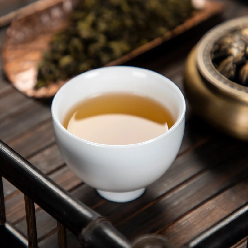 10 vnt./pak. Dehua High White Porcelian Pure White Keraminis arbatos puodelis Rankų darbo Kungfu arbatos rinkinys Buitinis paprastas Pu'er arbatos puodelių rinkinys