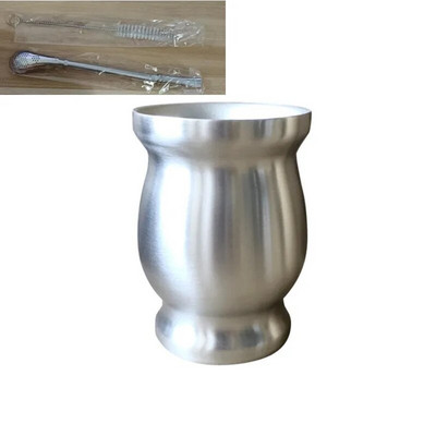 230ml Yerba Mate puodelių rinkinys iš nerūdijančio plieno su dvigubu valymo šepetėliu šiaudeliais nuo nuplikimo izoliuotas puodelis namų arbatos indai