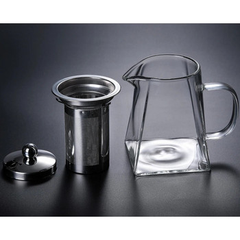 Чайник с инфузер Филтър за чай от неръждаема стомана Чайник за чай с цветя Кунг-фу Комплект за чай Droshipping Топлоустойчива квадратна стъклена кана за чай