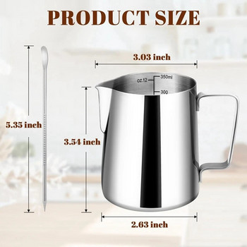 Αξεσουάρ μηχανής εσπρέσο καπουτσίνο 12oz Milk Frothing Pitcher Cappuccino with Latte Pen Clear Scale για σπίτι, μπαρ και καφετέριες