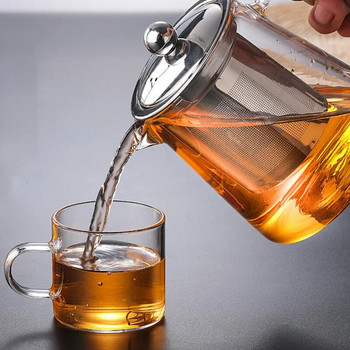 Γυάλινο δοχείο τσαγιού με έγχυση από ανοξείδωτο χάλυβα Ανθεκτικό στη θερμότητα δοχείο Τσαγιέρα λουλουδιών Puer Tea Kettle Teaware