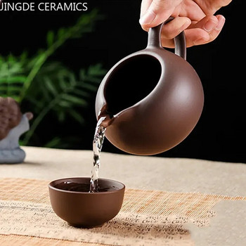 Китайска лилава глинена панаирна чаша Cha Hai Master Teacup Ръчно изработен комплект за чай Аксесоари Домакински прибори за напитки Сепаратор за чай с голям капацитет