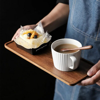 Ορθογώνιος Ξύλινος δίσκος τσαγιού Σνακ σερβιρίσματος Επιτραπέζιο πιάτο Πιάτο αποθήκευσης τροφίμων για το σπίτι του ξενοδοχείου