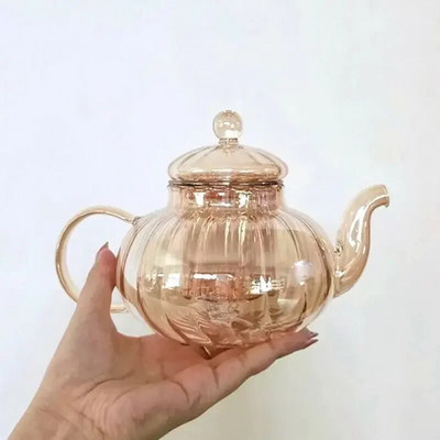 Prozirne čaše otporne na toplinu Mirisni čajnik Kompletan set Stakleni filter za kungfu čaj Kreativni prugasti lonac od bundeve Prokuhajte vodu