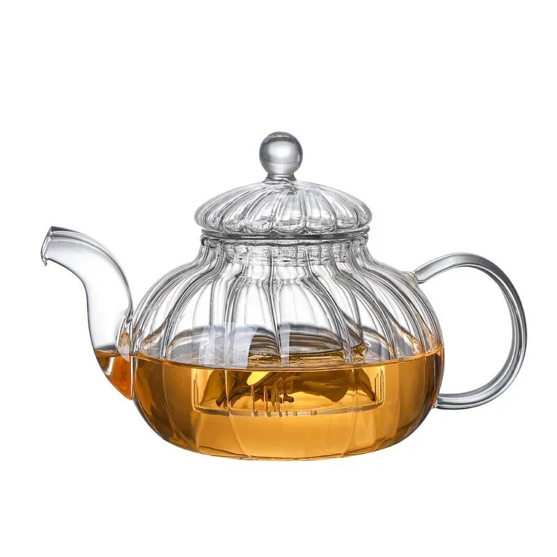 Prozirne čaše otporne na toplinu Mirisni čajnik Kompletan set Stakleni filter za kungfu čaj Kreativni prugasti lonac od bundeve Prokuhajte vodu