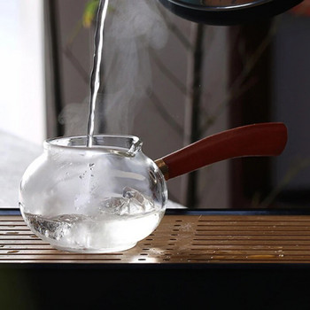 Creative Kung Fu Tea Tool Топлоустойчива стъклена дървена дръжка Справедлива чаша Прозрачен дозатор за чай Офис Чайник Turkey Coffee Bot