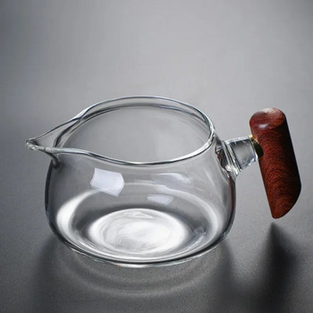 Странична дръжка Стъклена чаша правосъдие Топлоустойчива мъжка чаша Чайник Чайник за чайник за приготвяне на чай Чайник с инфузер Pu Erh Gaiwan