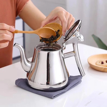 Чайник за чай 1.0L/1.5L/2.0L Чайник от неръждаема стомана, с подвижен инфузер за насипни цветя Чайник за чай Кафе за плот с печка