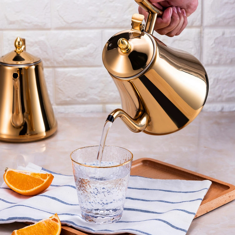 Kuhalo za čaj od nehrđajućeg čelika od 1,0 L/1,5 L/2,0 L, s uklonjivim infuzerom za rasuti cvijet Kuhalo za čaj i kavu za sigurno na ploči štednjaka