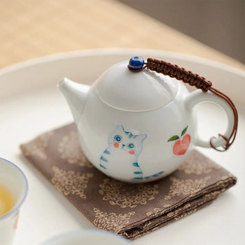 Χειροποίητη Τσαγιέρα Γάτας Χαριτωμένο κινούμενα σχέδια Κινέζικο κεραμικό βραστήρα Τσαγιέρα Τελετή τσαγιού Milk Oolong Tea Tie Guan Yin Teaware Τύπος