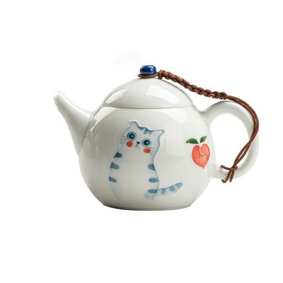 Ръчно рисувана котка Чайник Сладък анимационен Китайски керамичен чайник Чайник Чай Церемония Комплект Мляко Oolong Чай Tie Guan Yin Чаен тип
