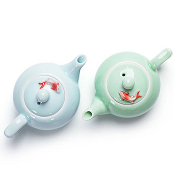 Креативен чайник Celadon Чайник с малка рибка, Изящен чайник Чайник, Комплекти за кафе и чай, Китайски традиции Чайник с цветя Чайник