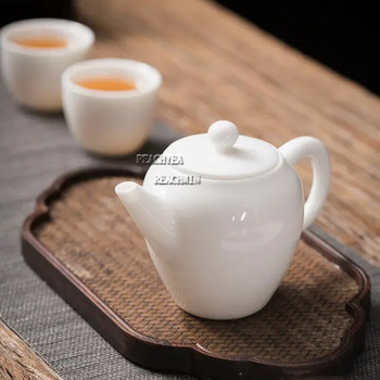 Κινεζική χειροποίητη τσαγιέρα από λευκή πορσελάνη Ivory White Teapot Ceramic Tea Infuser Pu\'er Oolong Tea Filter Teapot
