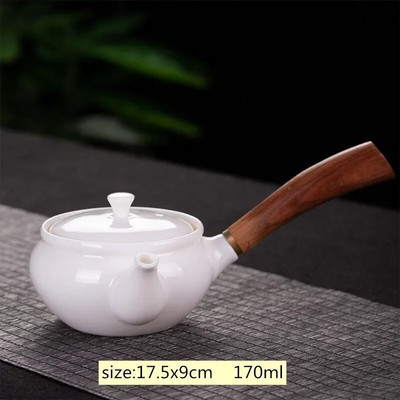 Китайски ръчно изработен бял порцеланов чайник Бяла слонова кост Керамичен чайник за чай Pu'er Oolong Филтърен чайник