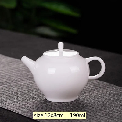 Китайски ръчно изработен бял порцеланов чайник Бяла слонова кост Керамичен чайник за чай Pu'er Oolong Филтърен чайник