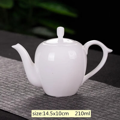 Китайски ръчно изработен бял порцеланов чайник Бяла слонова кост Керамичен чайник за чай Pu'er Oolong Филтърен чайник