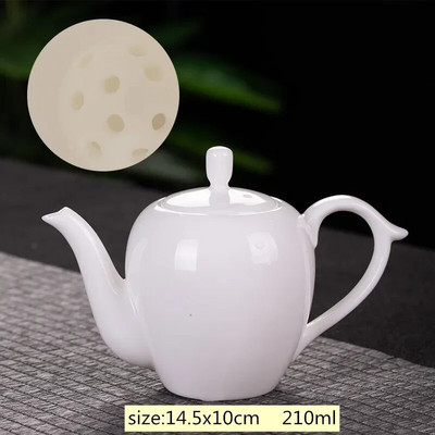 Китайски ръчно изработен бял порцеланов чайник Бяла слонова кост Керамичен чайник за чай Pu'er Oolong Филтърен чайник