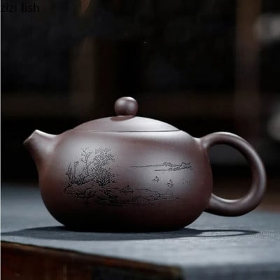 Yixing Purple Clay teáskanna 420 ml-es teáskanna teáskanna Teafőző Dohányzóasztal Teafőző Eszköz Kézzel készített teáskannák Teáskanna ajándék