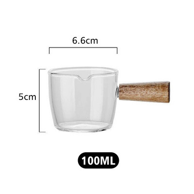 50/100 ml mini klaasist piimatass puidust käepidemega soojusisolatsiooniga sile koorekann Espressoäädikakaste Suupisted alkoholitass