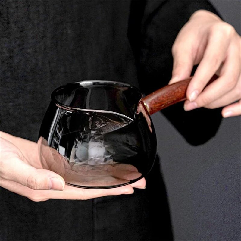 Kreativna drvena ručka na strani radilice Stakleni dozator čaja Šalica s filtrom Kungfu čajnik otporan na toplinu Čajnik Aparat za čaj