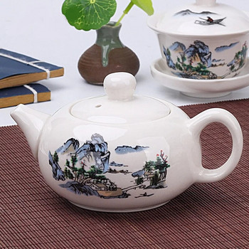 180 ml Ръчно рисуван чайник Керамичен филтър Tea Art Саксия Бял порцеланов горен ръкав Сервиз за чай Ръчно изработена кана Чайник Керамични съдове за напитки