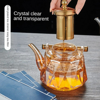 1L стъклен чайник с подвижен инфузер, филтрируем домакински топлоустойчив чайник, варен на пара чай, прозрачен чайник