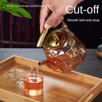1L стъклен чайник с подвижен инфузер, филтрируем домакински топлоустойчив чайник, варен на пара чай, прозрачен чайник