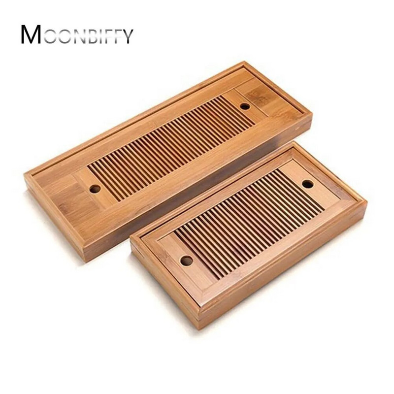 Обикновени подноси за чай Бамбуков дренаж за вода Комплект подноси за чай Суха маса за приготвяне на чай Кунг-фу Чаен комплект Чекмедже Китайска маса за чайна Маса за домашен чай