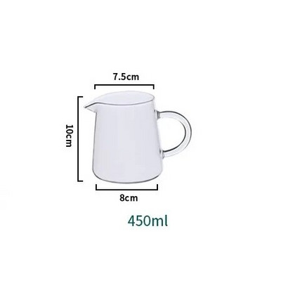 Stakleni vrč 300/450/600 ml Vrč za mlijeko Mini stakleni vrč Prozirni vrč za kavu Stakleni izlivač mlijeka za čaj Stakleni lonac za kremu