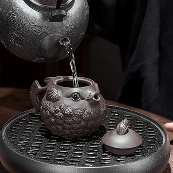 Πήλινη κατσαρόλα Household Kungfu Tea Creative Handmade Fugu Teapot with Purple Sand Yixing Zisha Teapot for Tea in a Cup Θερμαινόμενο Βραστήρα