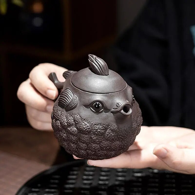 Molio puodas Buitinė Kungfu arbata Kūrybinis rankų darbo Fugu arbatinukas su purpuriniu smėliu Yixing Zisha arbatinukas arbatai puodelyje šildomame virdulyje