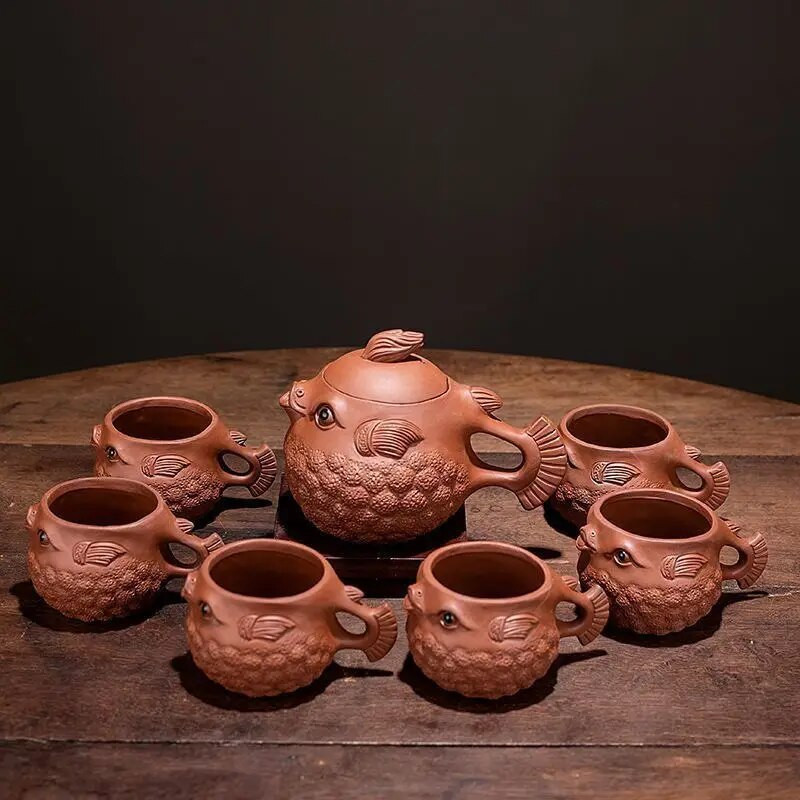 Molio puodas Buitinė Kungfu arbata Kūrybinis rankų darbo Fugu arbatinukas su purpuriniu smėliu Yixing Zisha arbatinukas arbatai puodelyje šildomame virdulyje