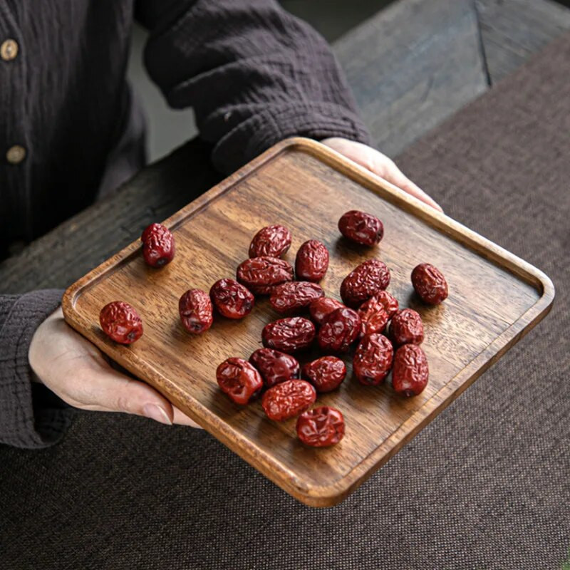 Ovaalse kujuga bambusest puidust taldrik Kreeka pähkli puidust kandik ristkülikukujuline taldrik Puuviljade säilitusalused Hotelli kodukaunistustarbed