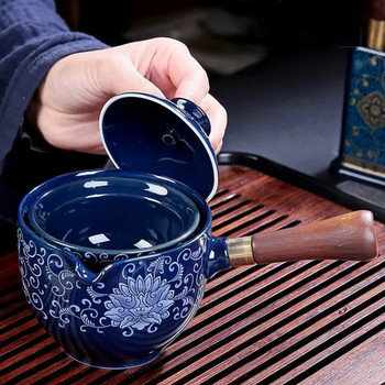 Нов стил Керамичен стъклен чайник Китайски Gongfu Чайник 360 въртене Чайник Автоматичен единичен чайник Чайник за чай