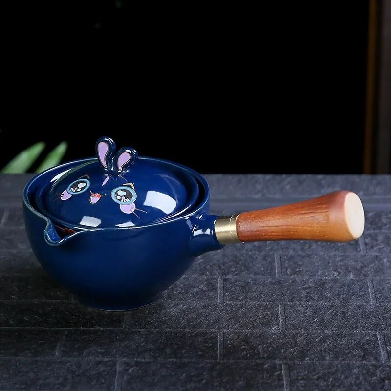 Naujo stiliaus keraminis stiklinis arbatinukas Kinijos Gongfu arbatinukas 360 rotacijos arbatos virimo aparatas Automatinis vieno puodo arbatinukas arbatai