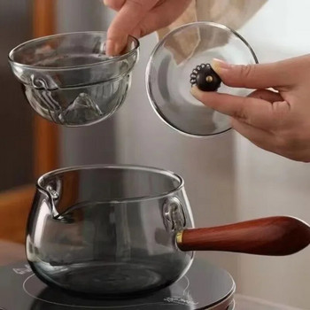 Γυάλινη τσαγιέρα 500ml με λαβή Τσαγιέρα Ηλεκτρική κεραμική φούρνος περιστρεφόμενη συσκευή τσαγιού High-end κινέζικο σετ καφέ Ανθεκτική στη θερμότητα Τσαγιέρα